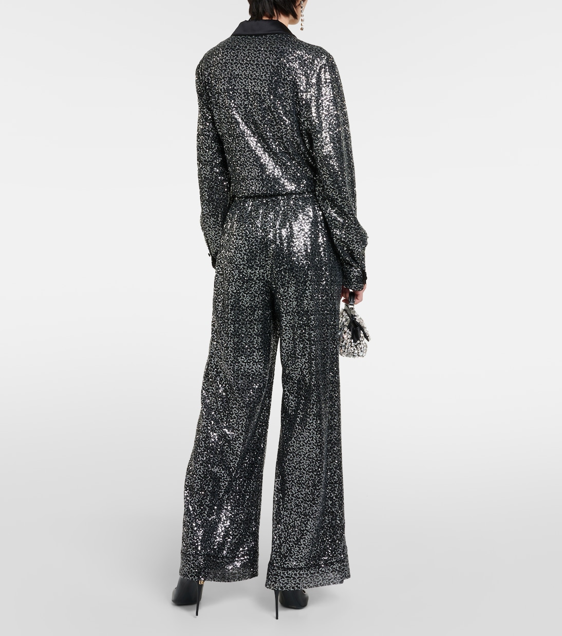 Pantalon ample à taille haute à sequins | Dolce&Gabbana