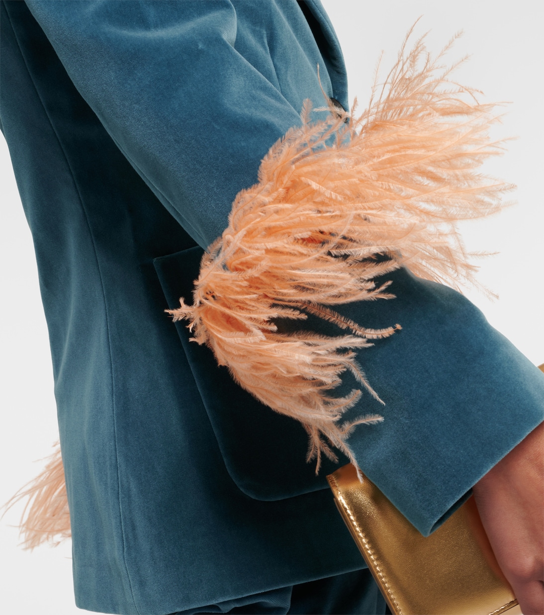 Blazer in velluto di cotone con piume | La DoubleJ
