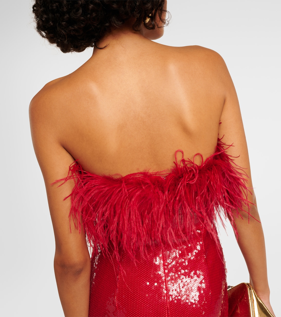 Nika sequined feather-trimmed gown | Rebecca Vallance