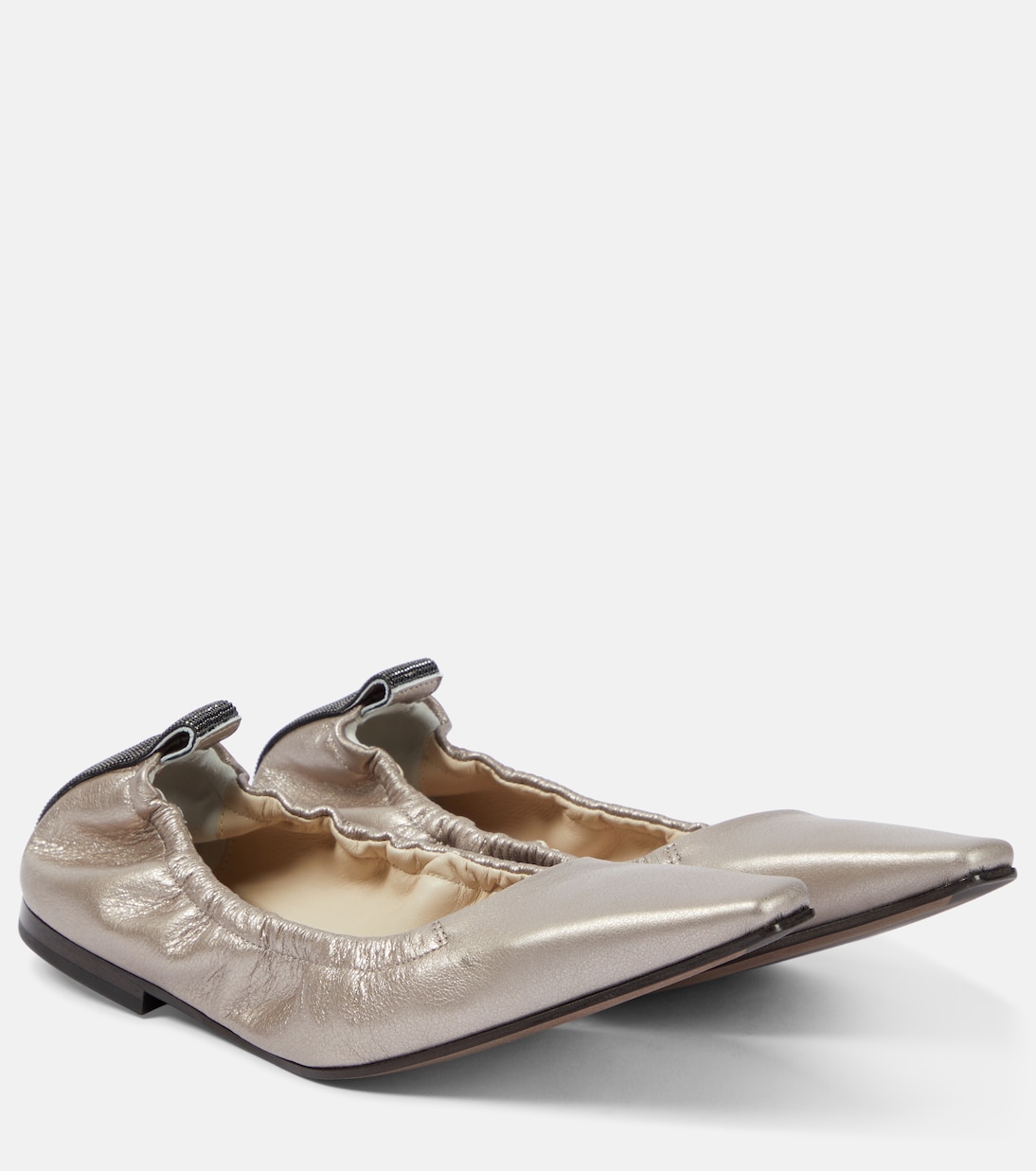 Metallic leather ballet flats | Brunello Cucinelli