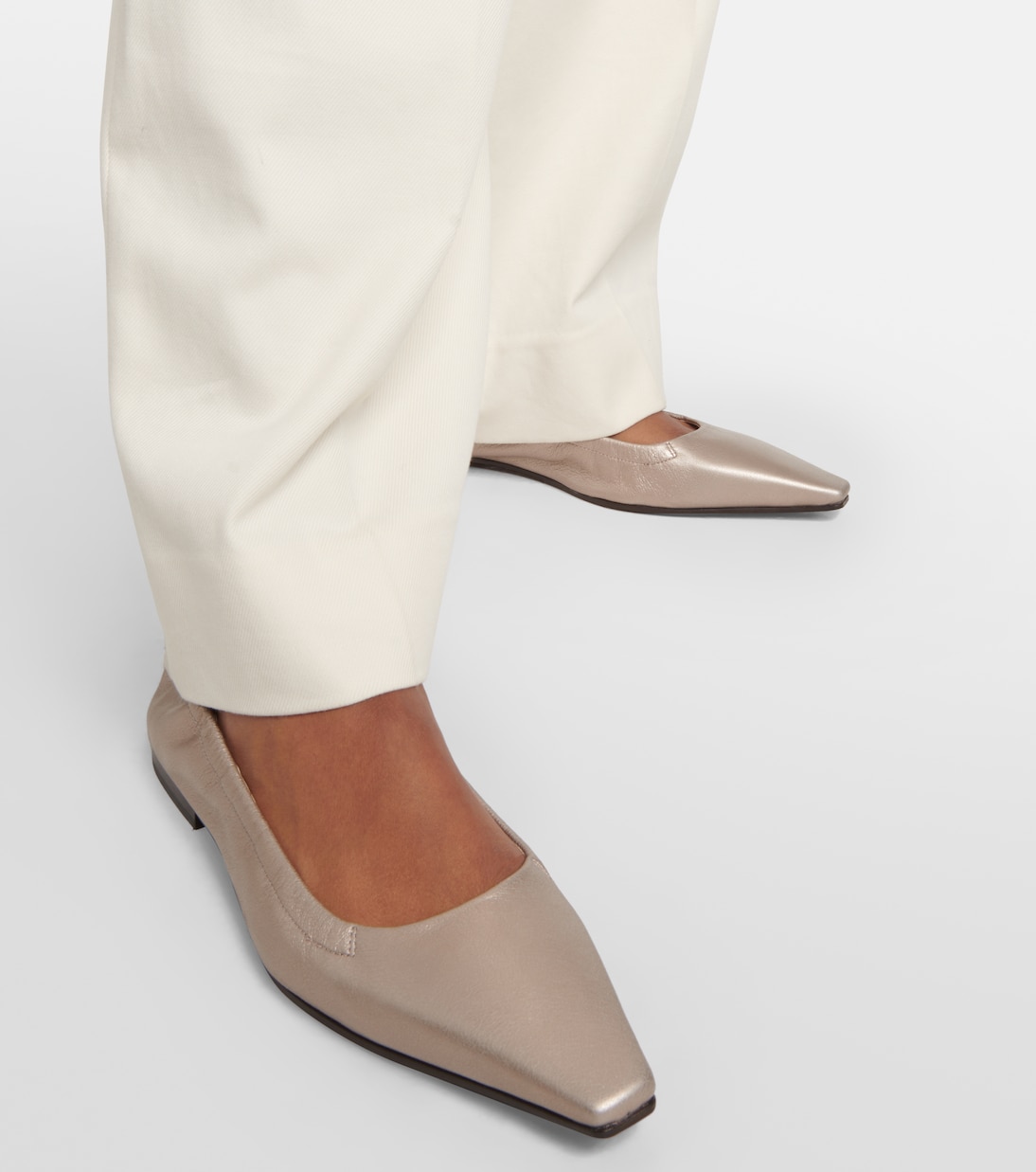 Metallic leather ballet flats | Brunello Cucinelli