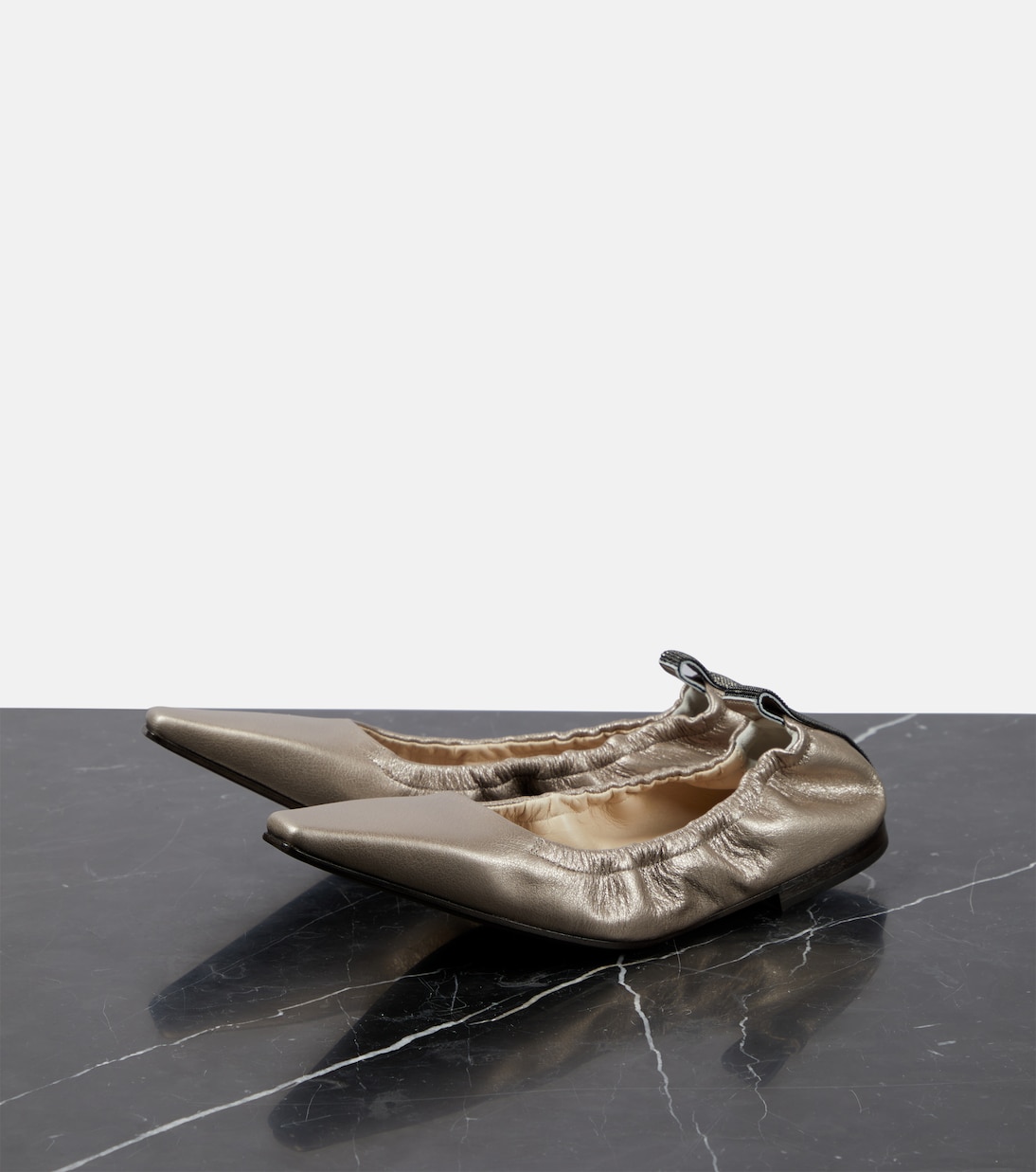 Metallic leather ballet flats | Brunello Cucinelli