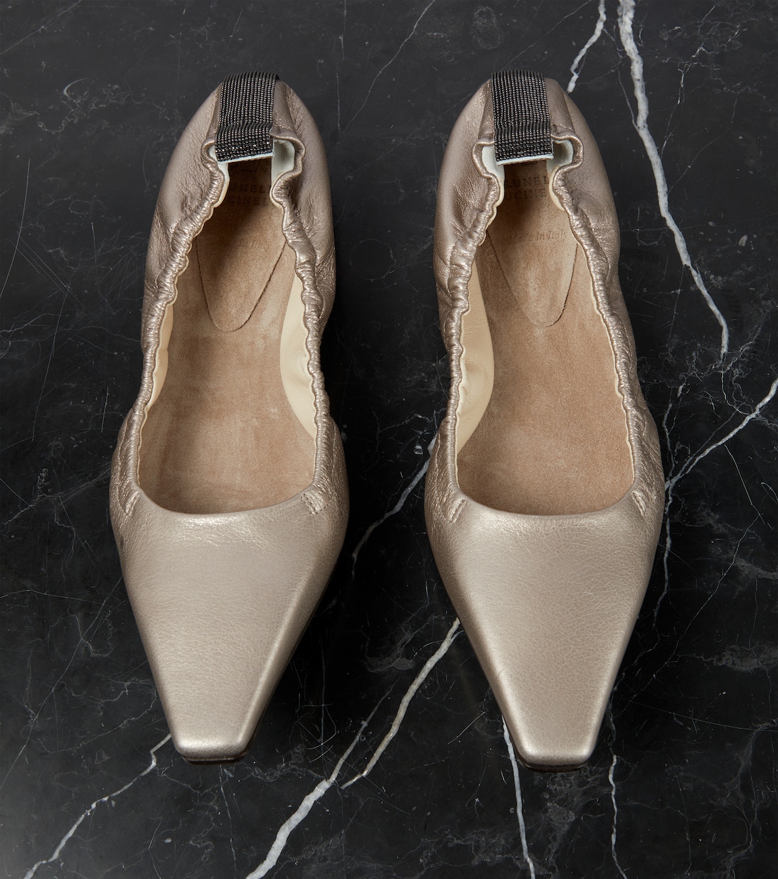 Metallic leather ballet flats | Brunello Cucinelli