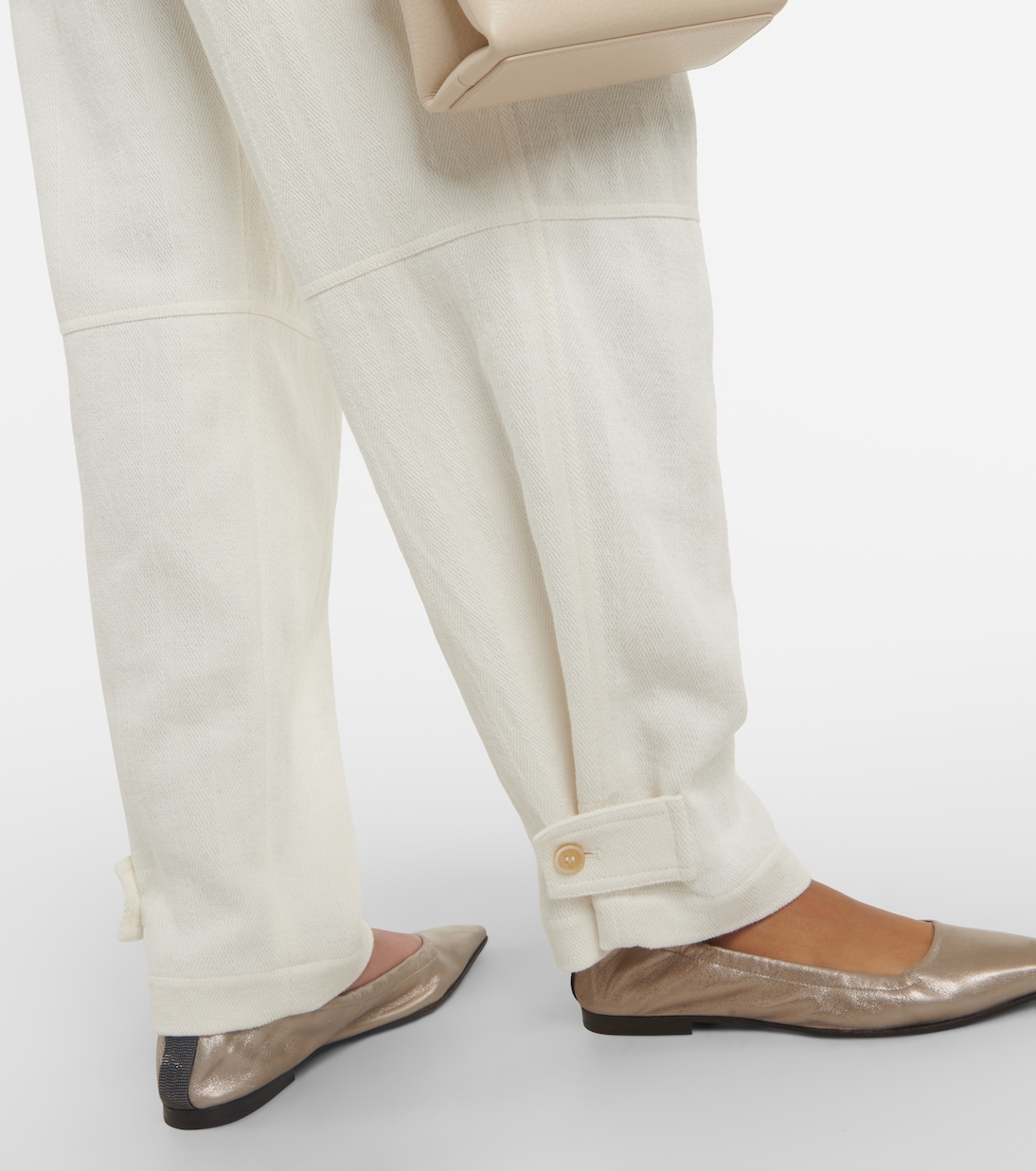 Metallic leather ballet flats | Brunello Cucinelli