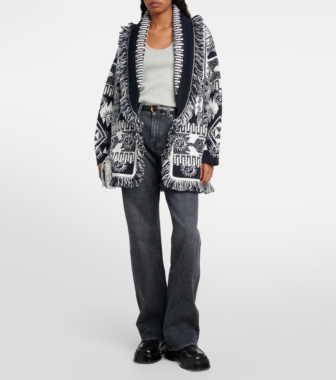 Icon jacquard wool-blend cardigan  | Alanui