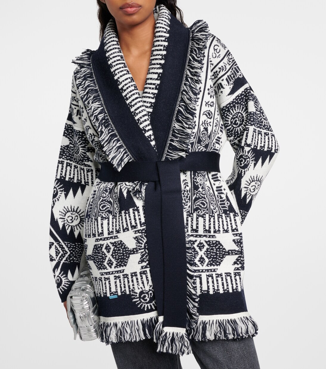 Icon jacquard wool-blend cardigan  | Alanui