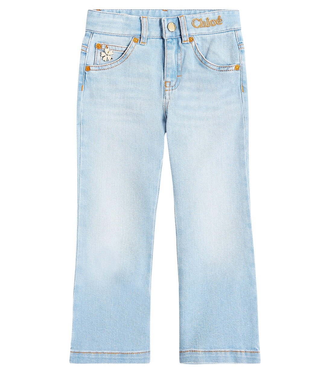 Jeans a gamba larga con logo | Chloé Kids