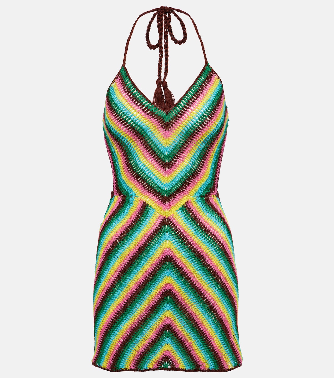 Vestido corto de croché a rayas | Anna Kosturova