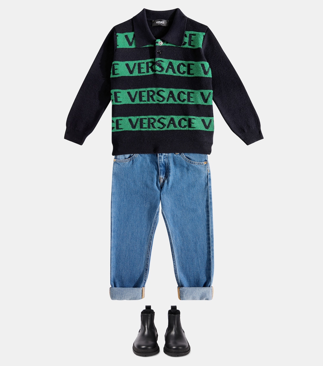 Chelsea Boots La Medusa aus Leder | Versace Kids