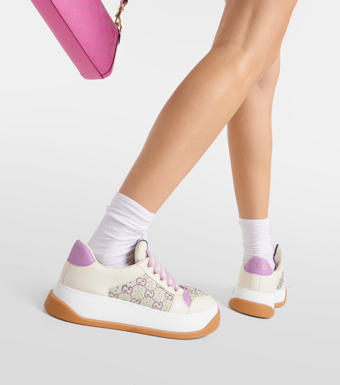 Screener GG Crystal leather sneakers in multicoloured Gucci Mytheresa
