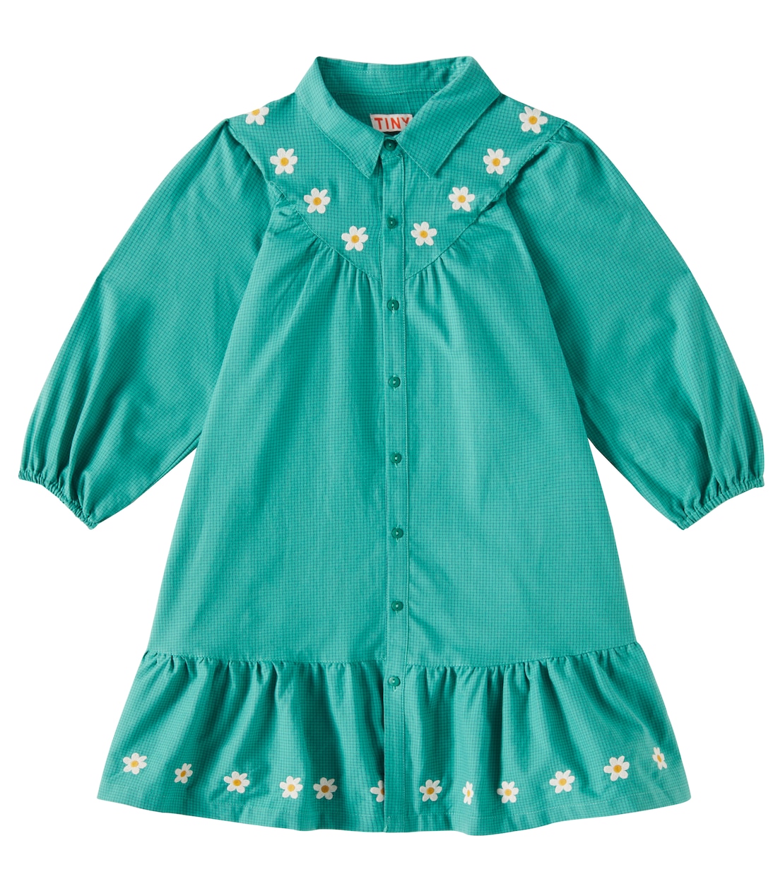 Kariertes Kleid Daisies aus Baumwolle | Tinycottons