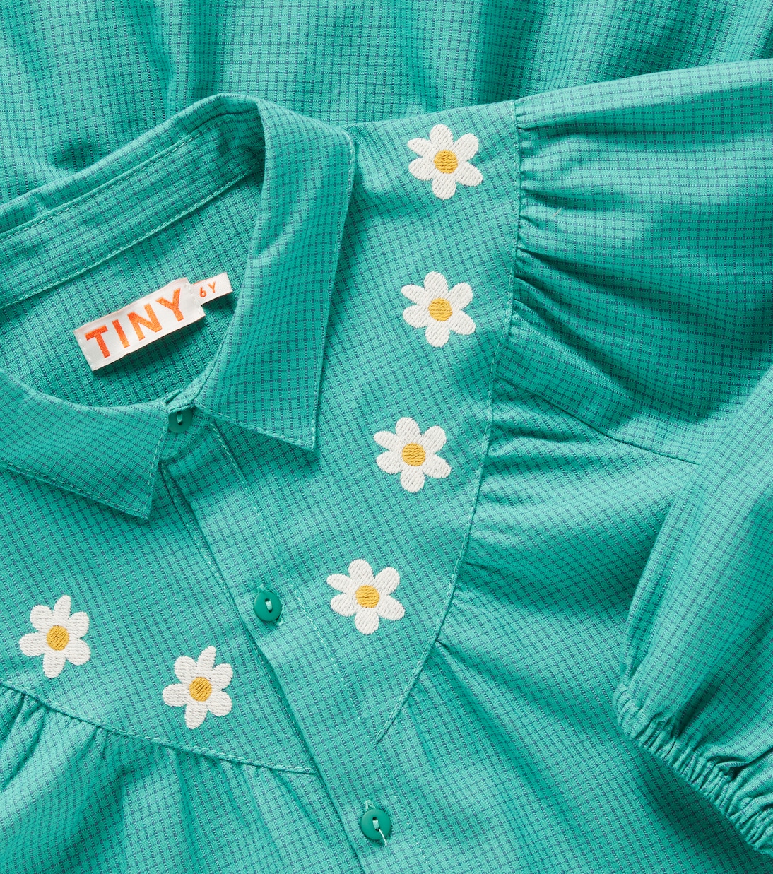 Kariertes Kleid Daisies aus Baumwolle | Tinycottons