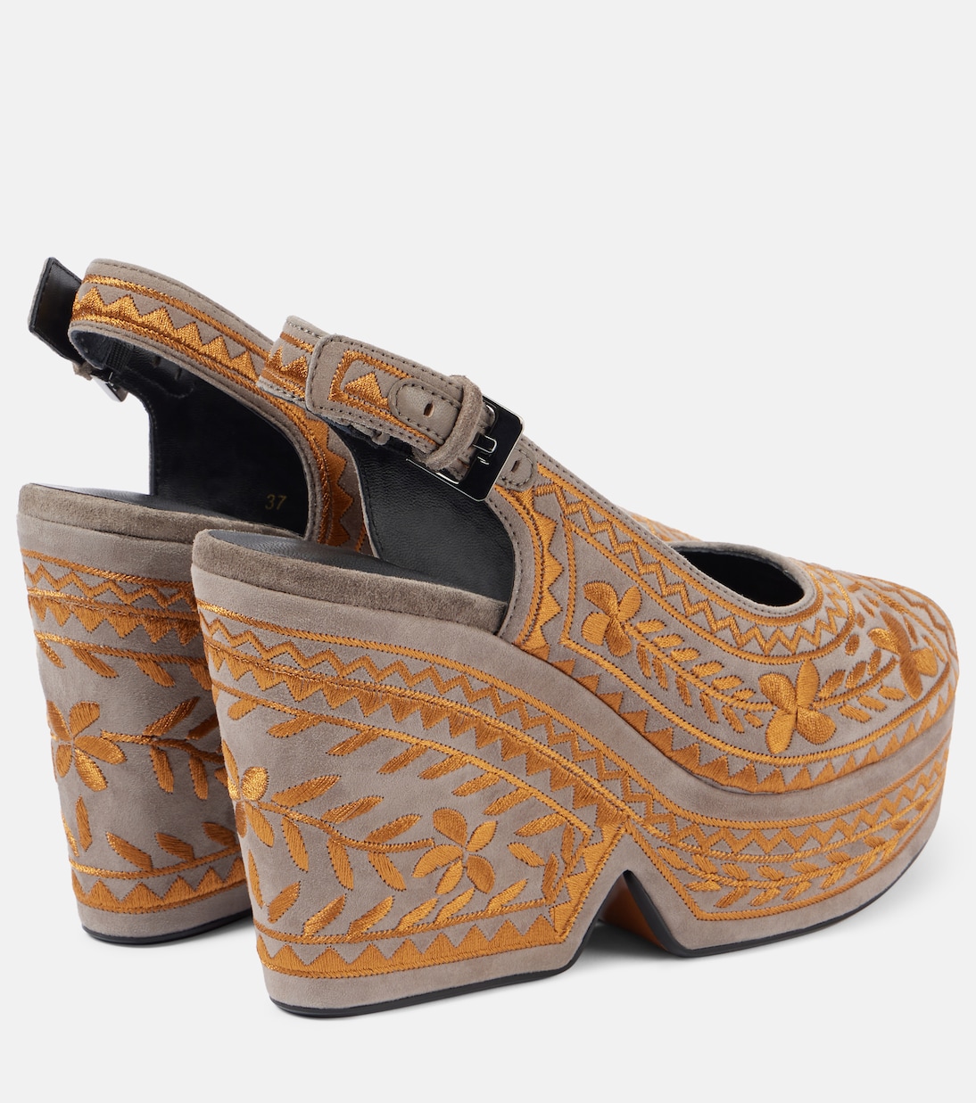 Dylya 110 embroidered suede wedge sandals | Clergerie