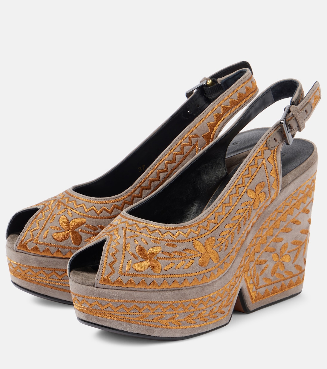 Dylya 110 embroidered suede wedge sandals | Clergerie