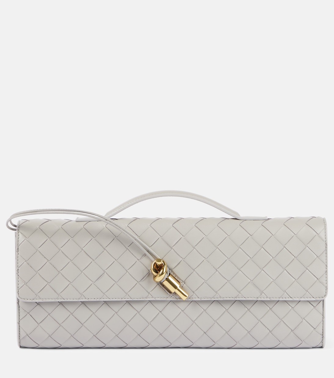 Andiamo Intrecciato leather clutch in grey Bottega Veneta Mytheresa