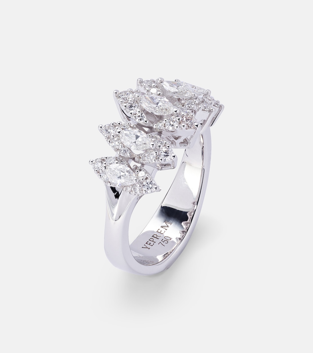 Anello Y-Not in oro bianco 18kt con diamanti | Yeprem