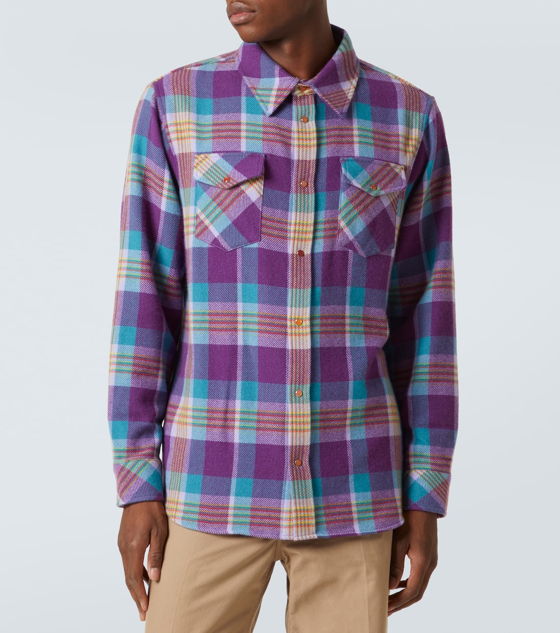 Camicia in cashmere a quadri | God's True Cashmere