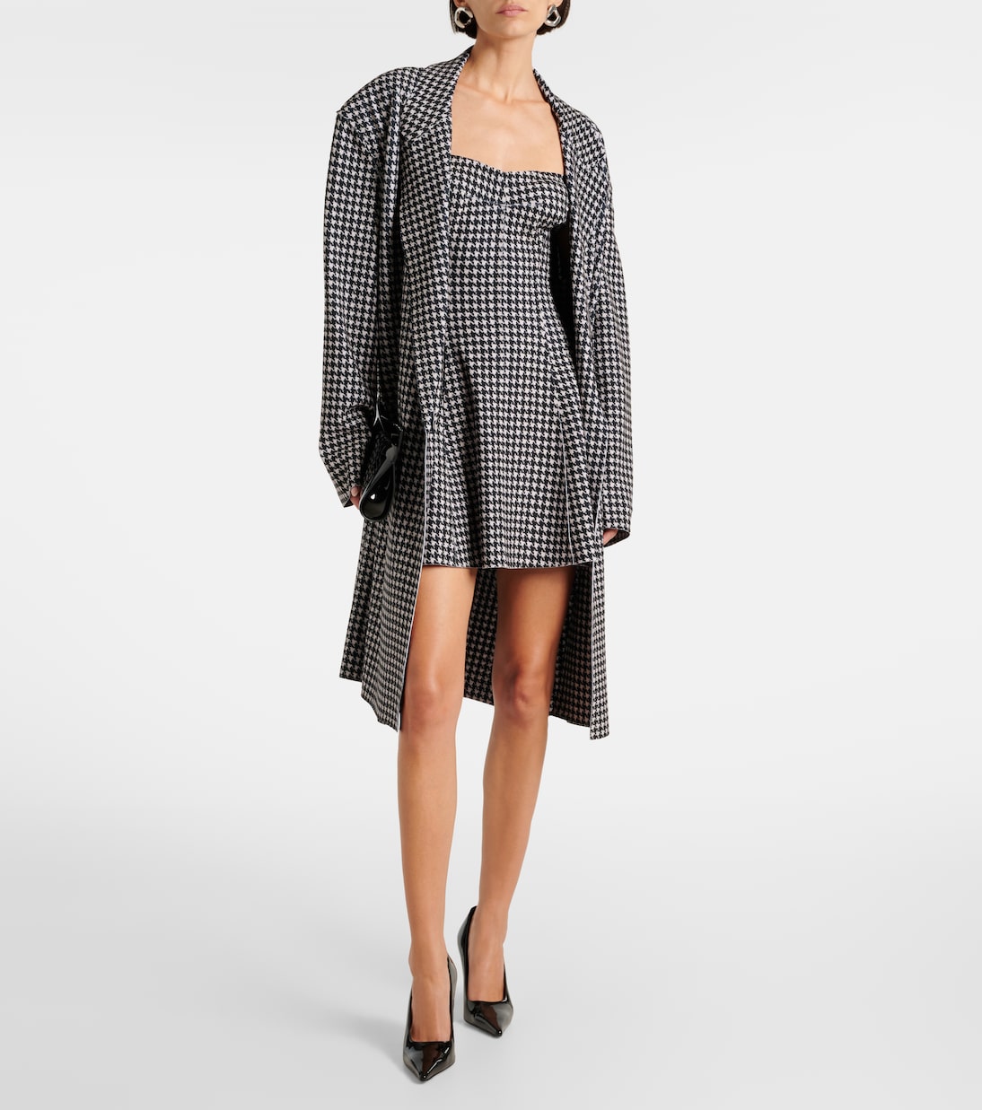 Strapless Grace houndstooth minidress | Norma Kamali