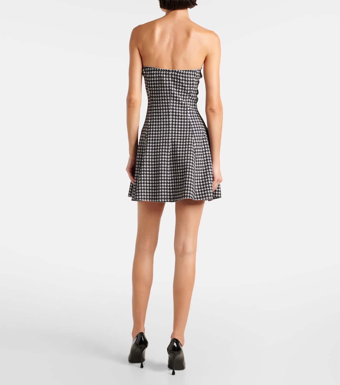 Strapless Grace houndstooth minidress | Norma Kamali
