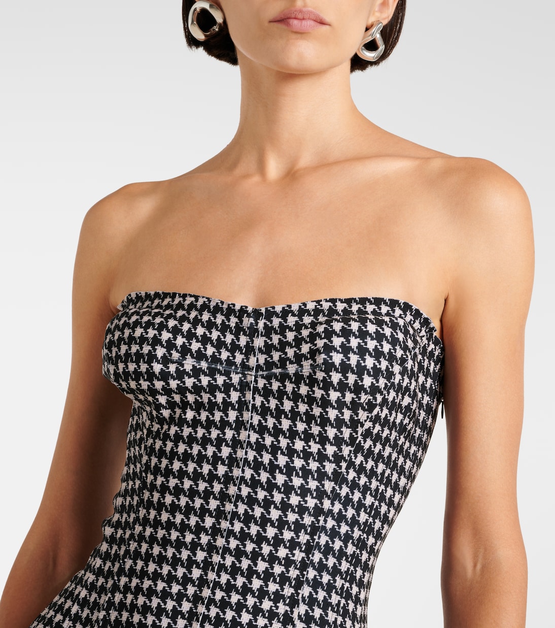 Strapless Grace houndstooth minidress | Norma Kamali
