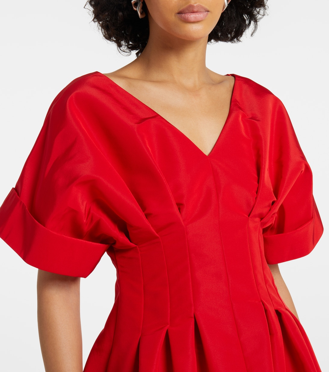 Vestido midi de seda fruncido | Carolina Herrera