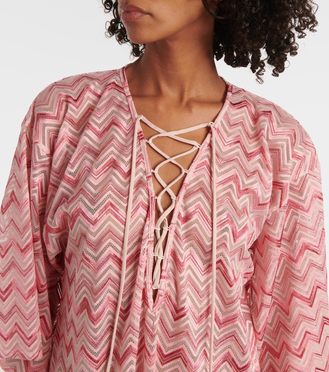 Kaftan aus Häkelstrick mit Pailletten | Missoni