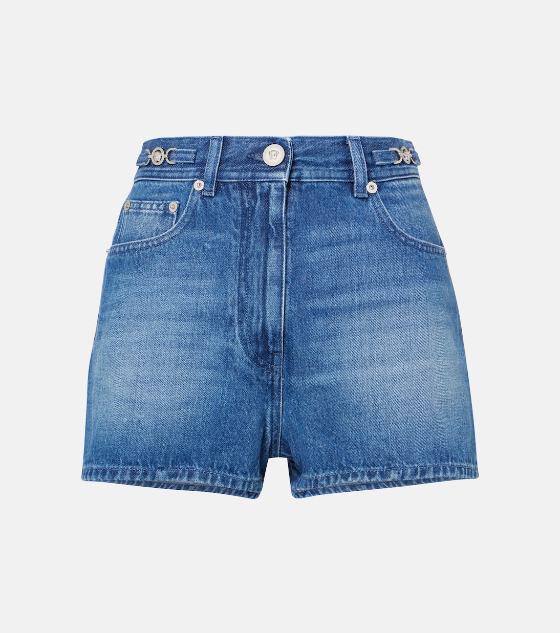Shorts de denim con efecto desgastado | Versace