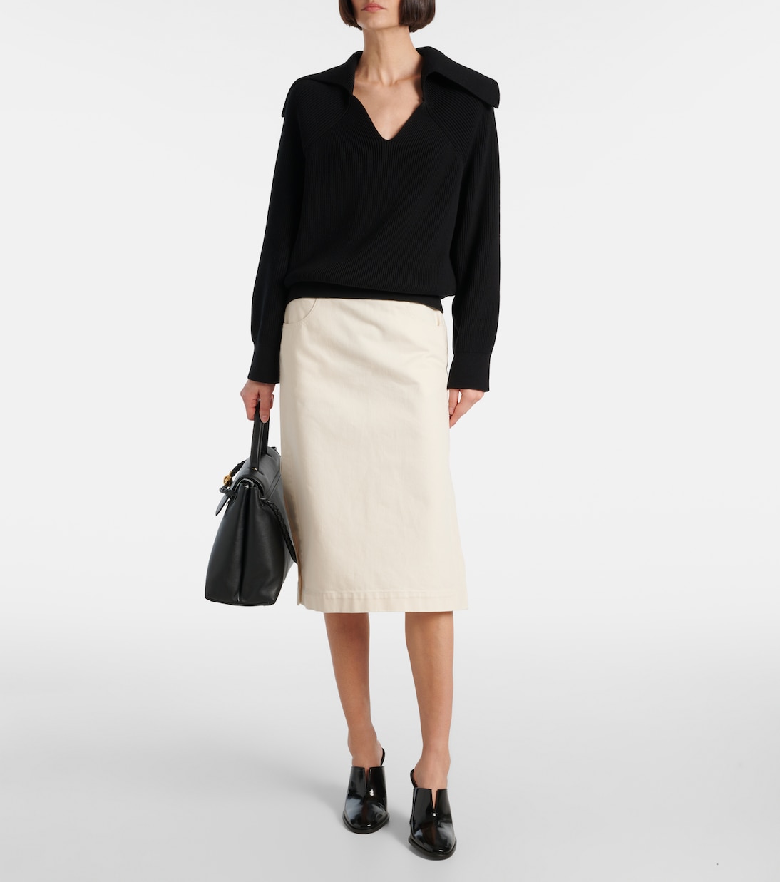 Falda midi en denim | Bottega Veneta