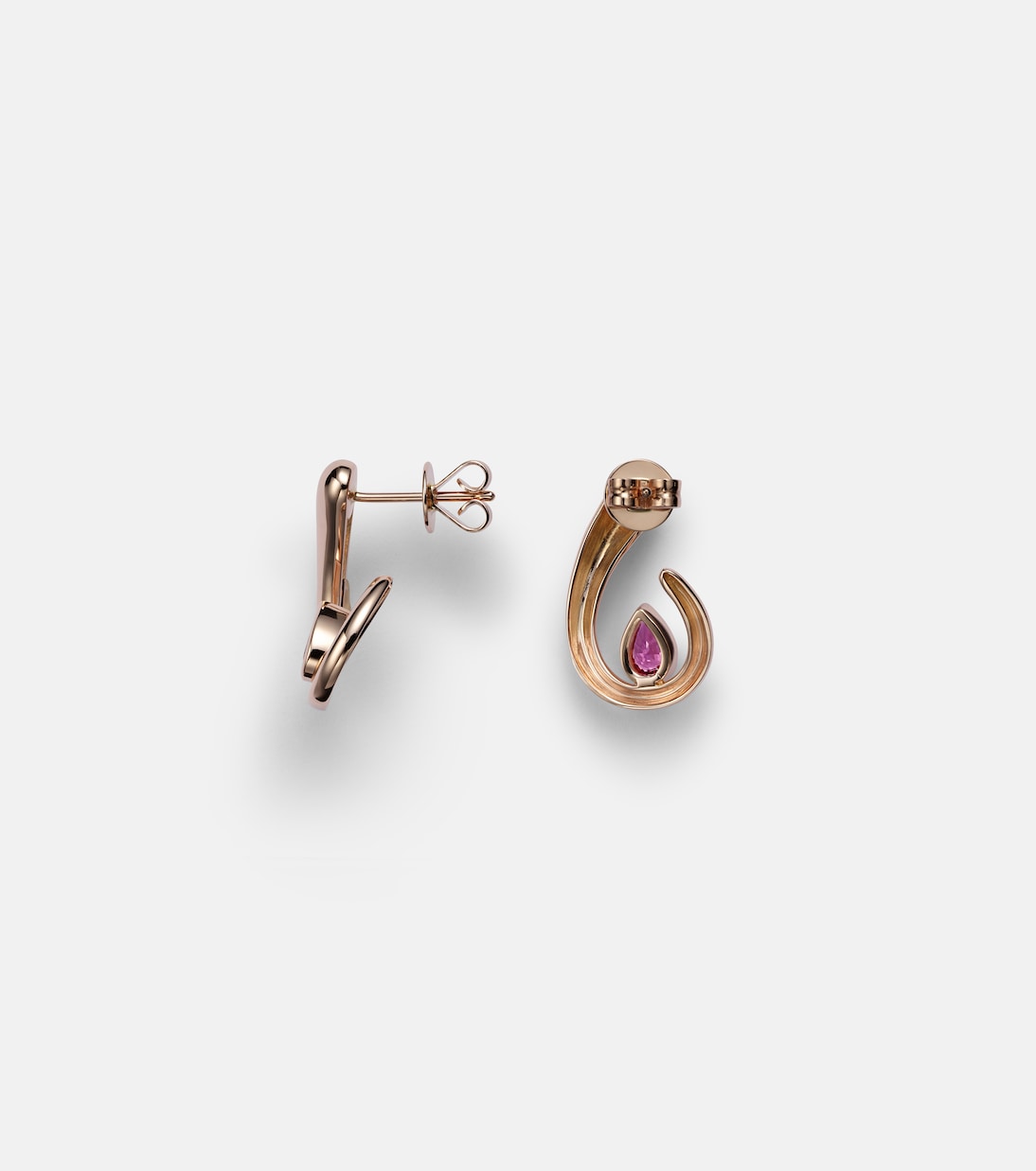 Orecchini in oro rosa 18kt con zaffiri, design moderno per giovani