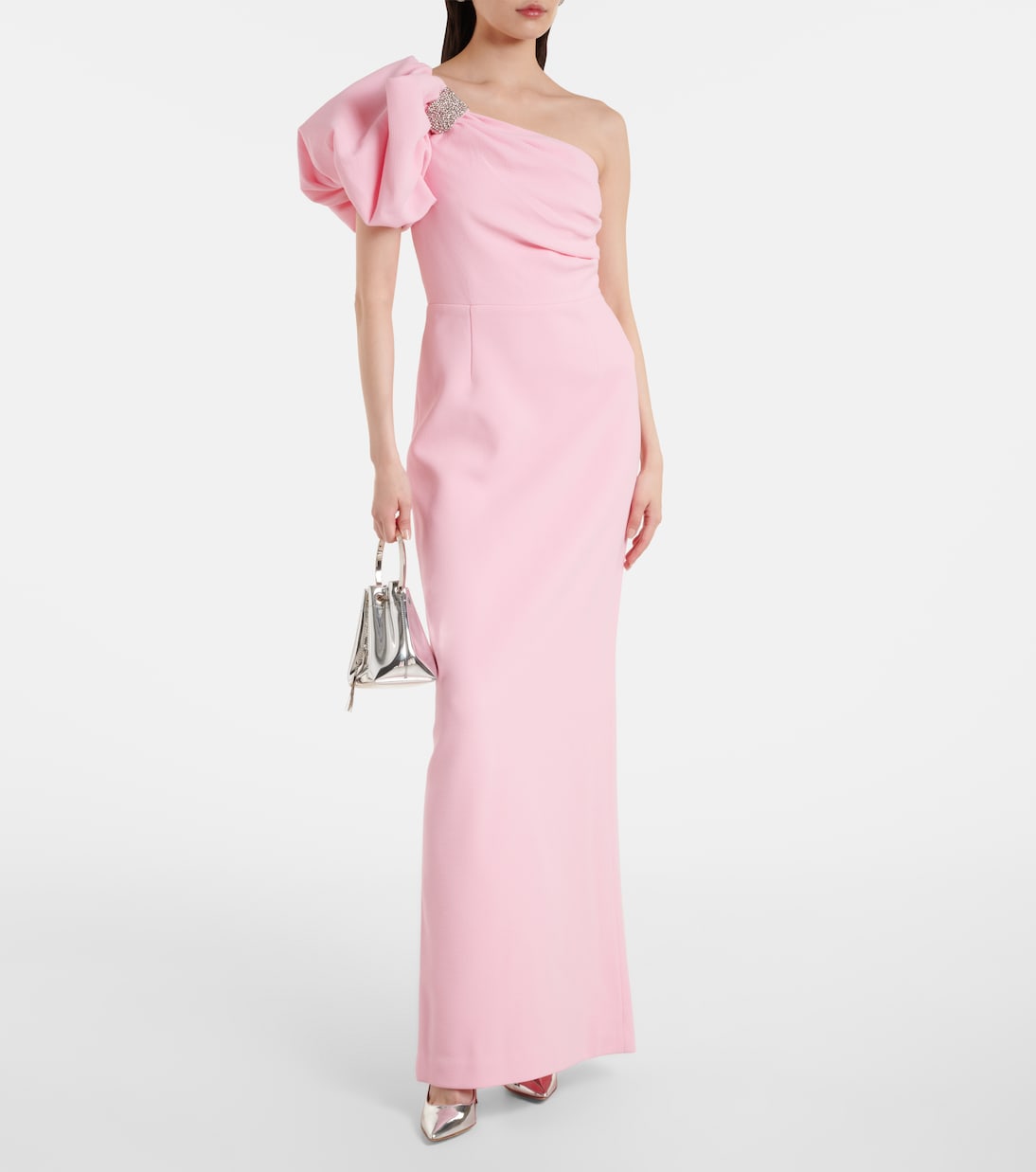 Isabella asymmetric crêpe gown | Rebecca Vallance