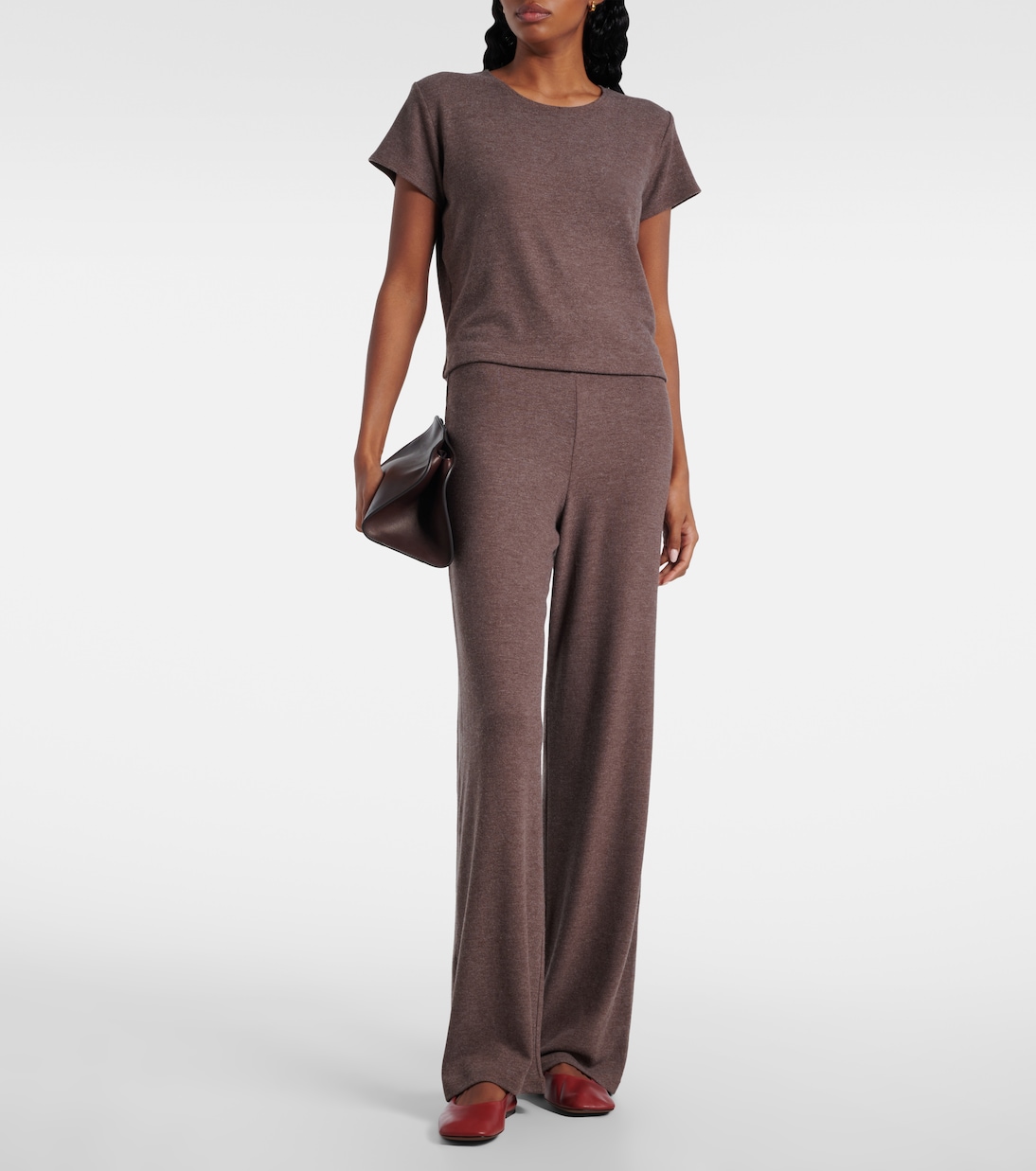 Lauren mid-rise jersey wide-leg pants | Leset