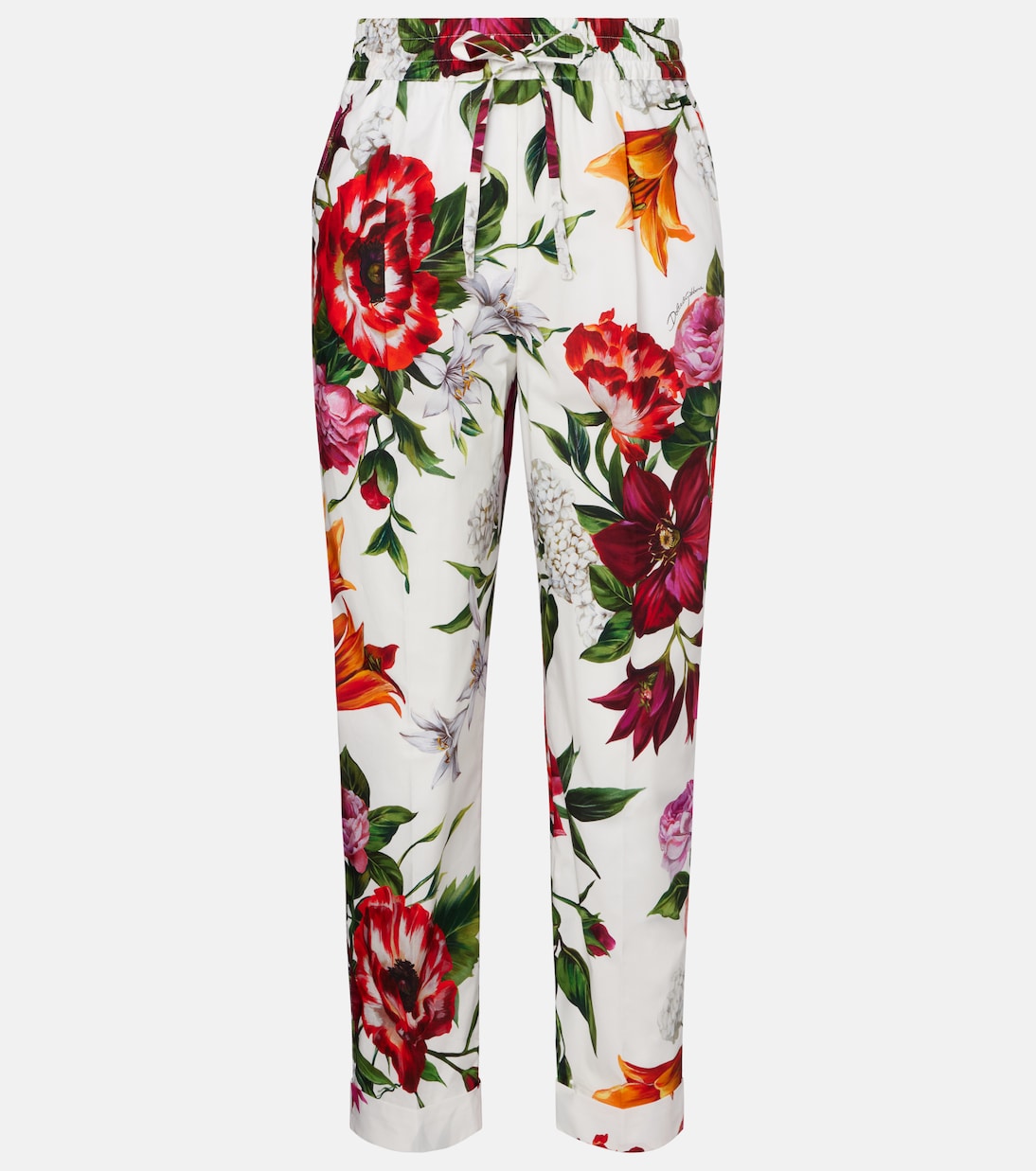 Floral high-rise cotton straight pants | Dolce&Gabbana