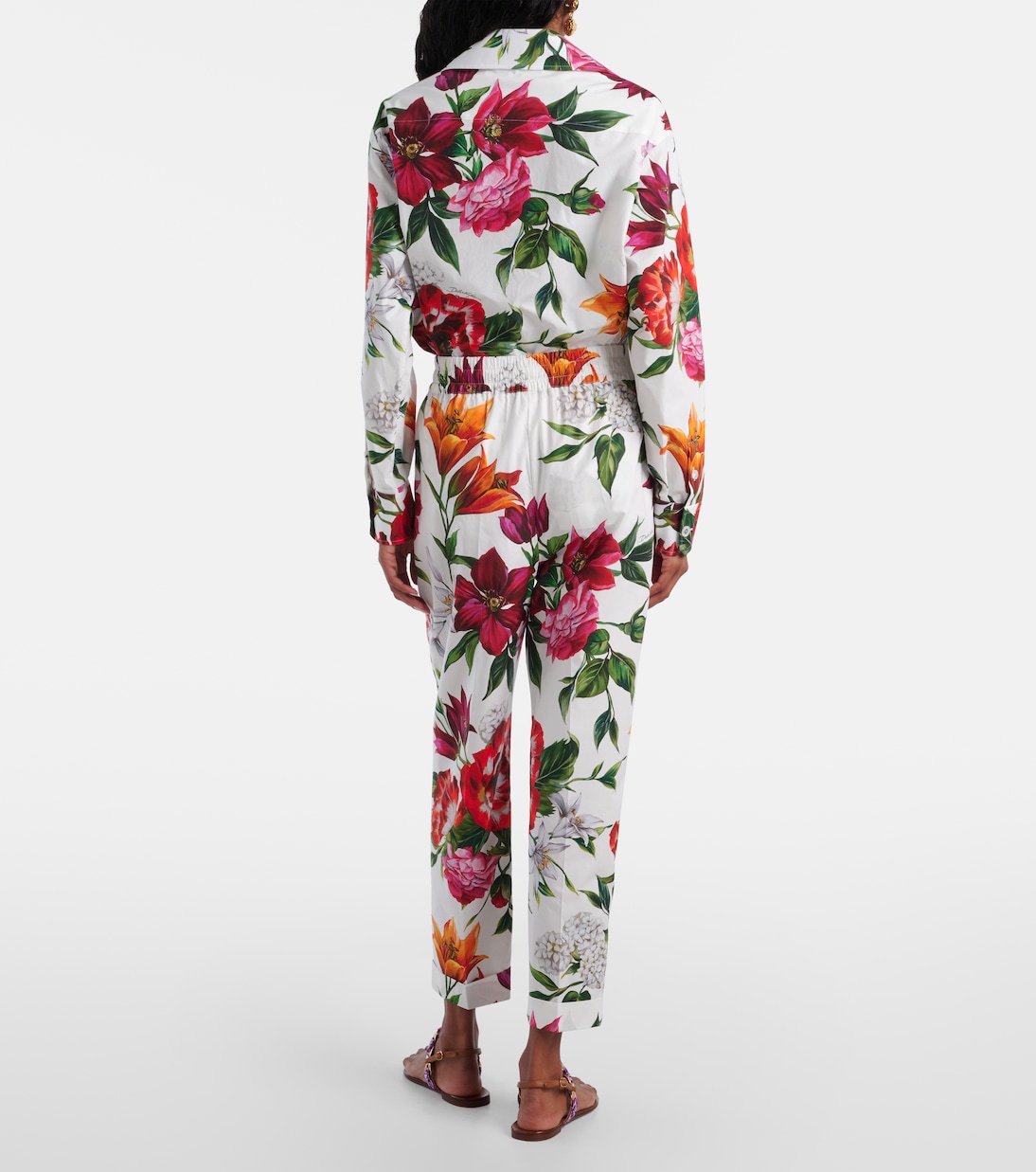 Floral high-rise cotton straight pants | Dolce&Gabbana