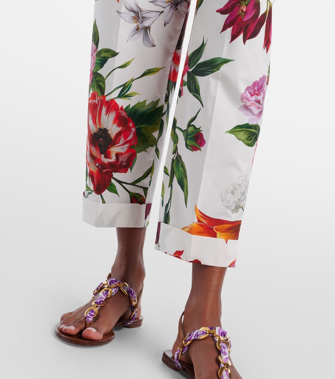 Floral high-rise cotton straight pants | Dolce&Gabbana