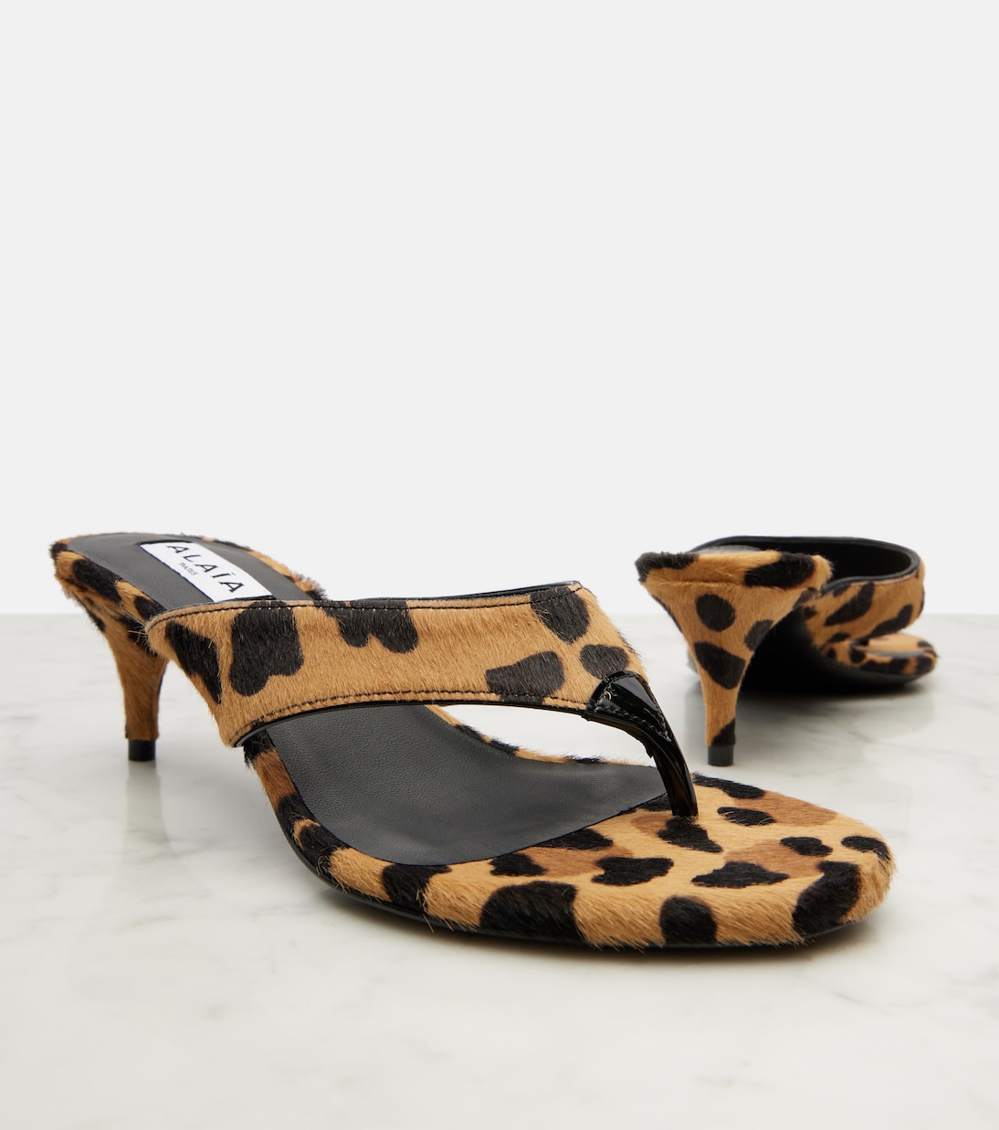 Infradito 55 calf hair thong sandals | Alaïa