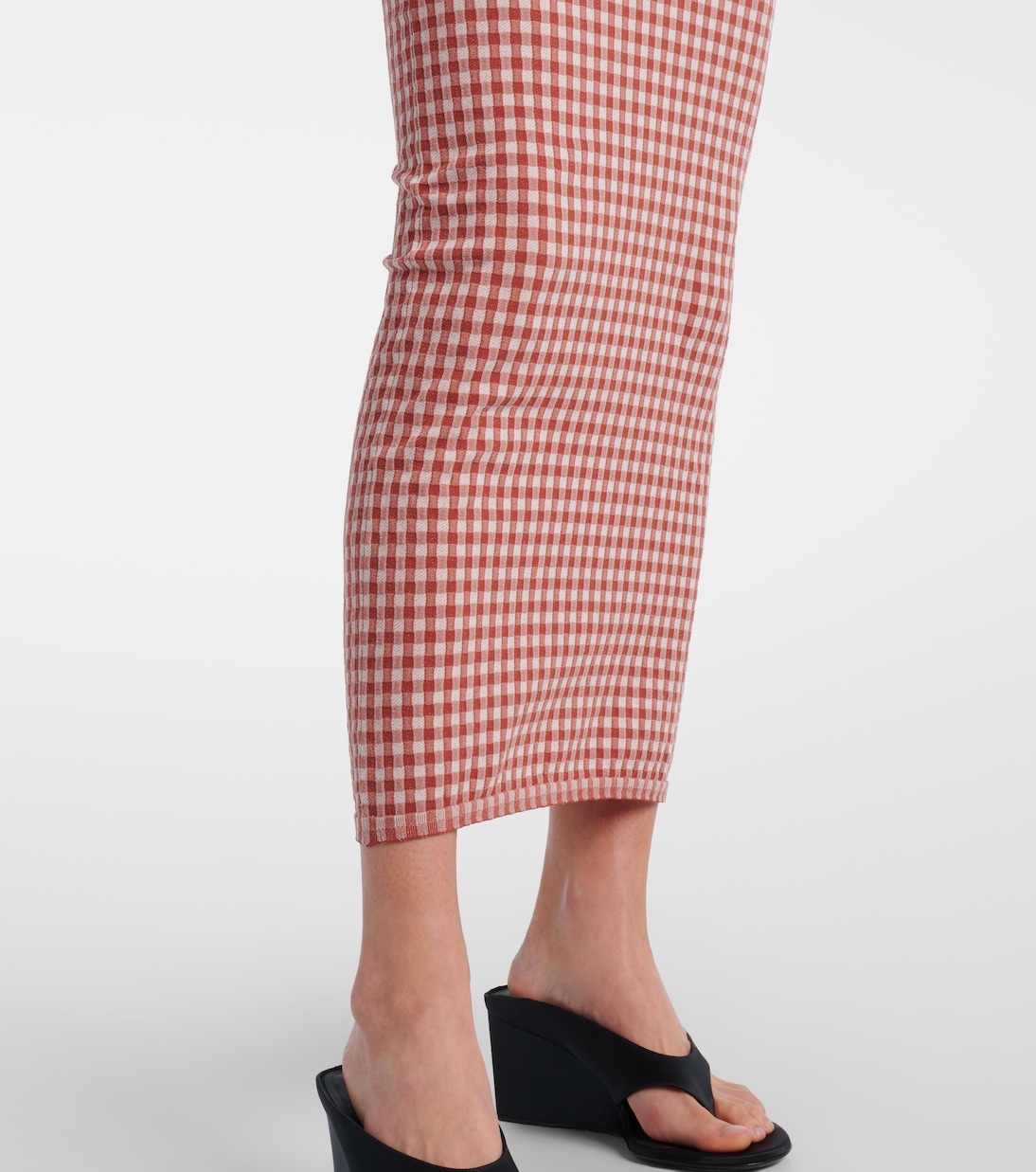 Checked off-shoulder midi dress | Alaïa