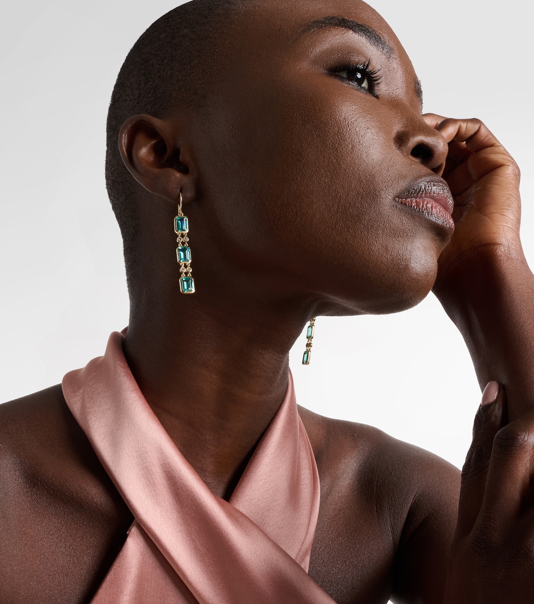 Sofia 18kt gold drop earrings with apatites and diamonds | Ileana Makri
