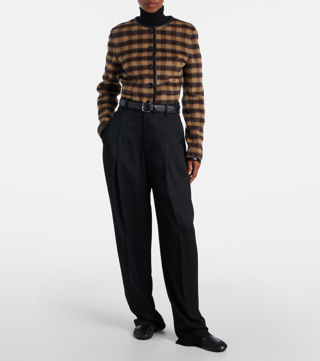 Checked leather-trimmed wool-blend jacket | Proenza Schouler