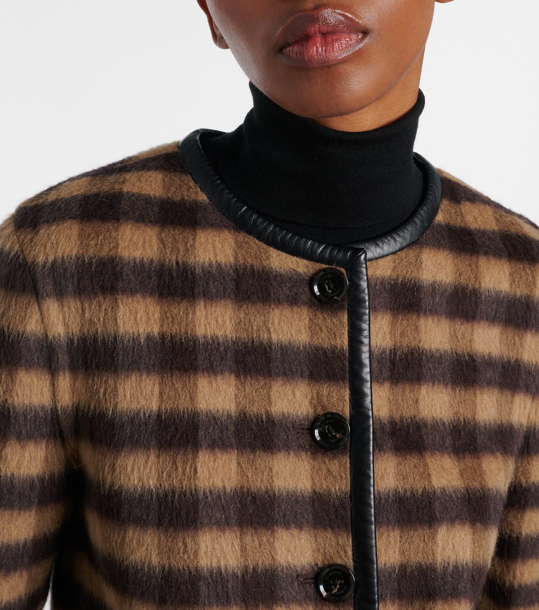 Checked leather-trimmed wool-blend jacket | Proenza Schouler