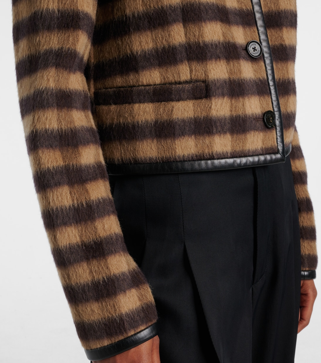 Checked leather-trimmed wool-blend jacket | Proenza Schouler