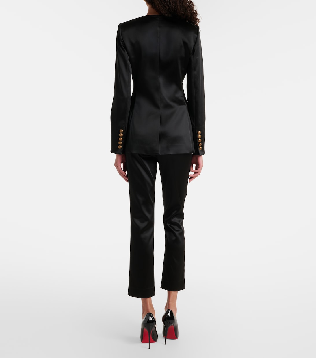 Pantalon slim raccourci Stila à taille haute en satin | Veronica Beard