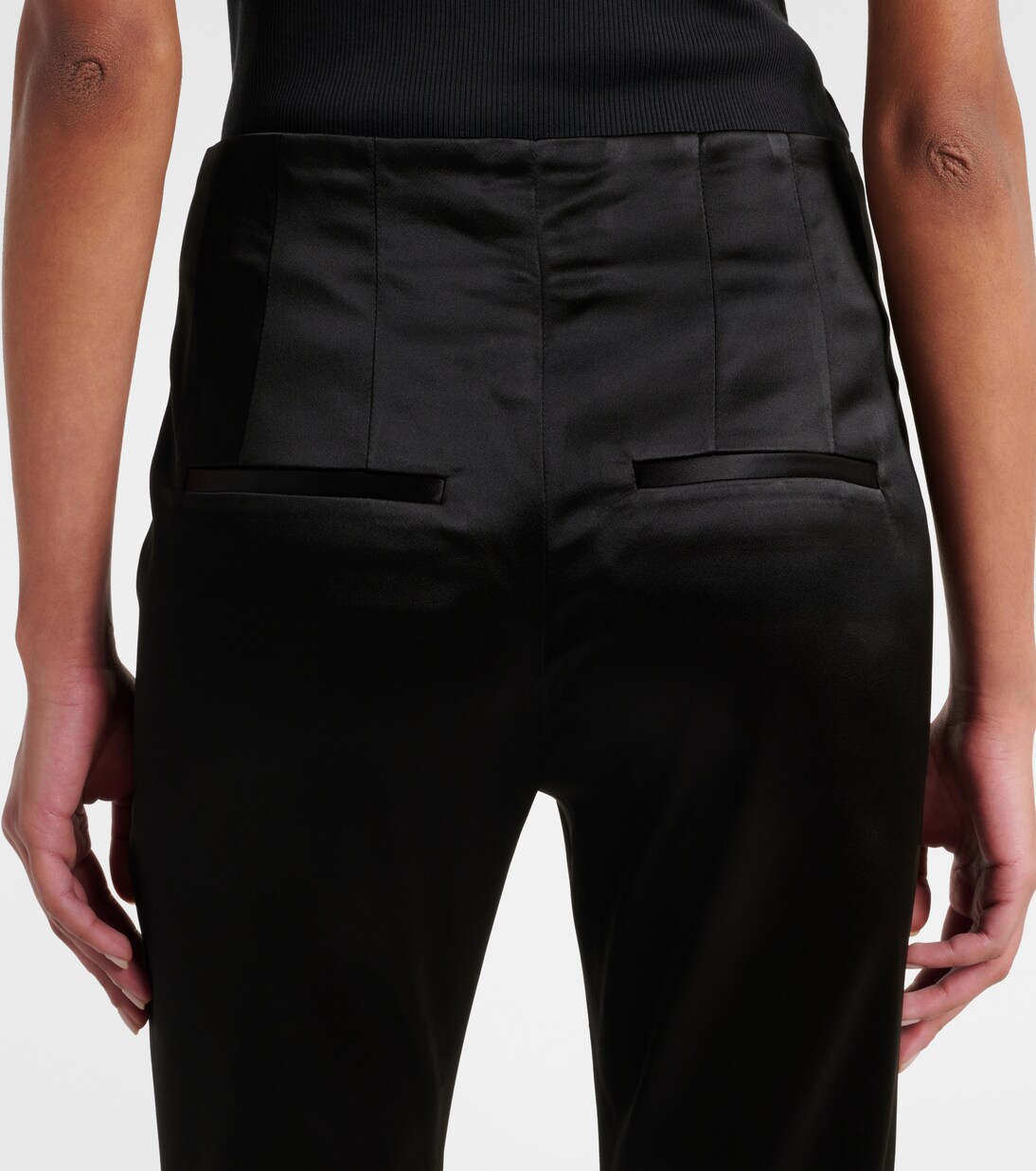 Pantalon slim raccourci Stila à taille haute en satin | Veronica Beard