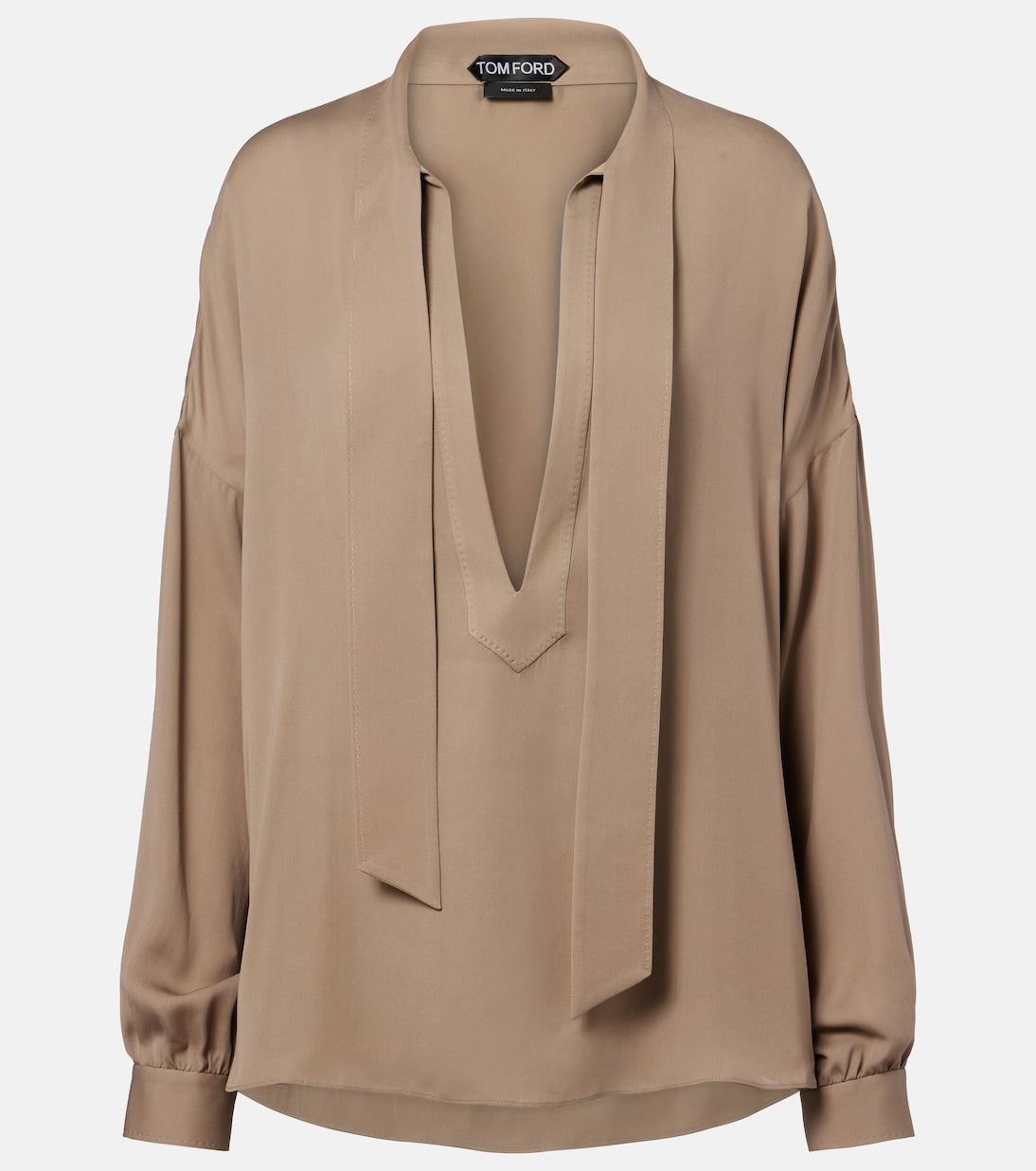 Tie-neck silk georgette blouse | Tom Ford