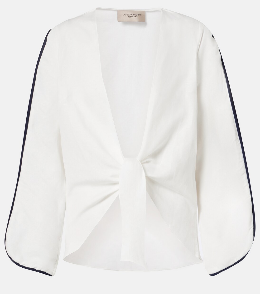 Bicolor linen-blend top | Adriana Degreas