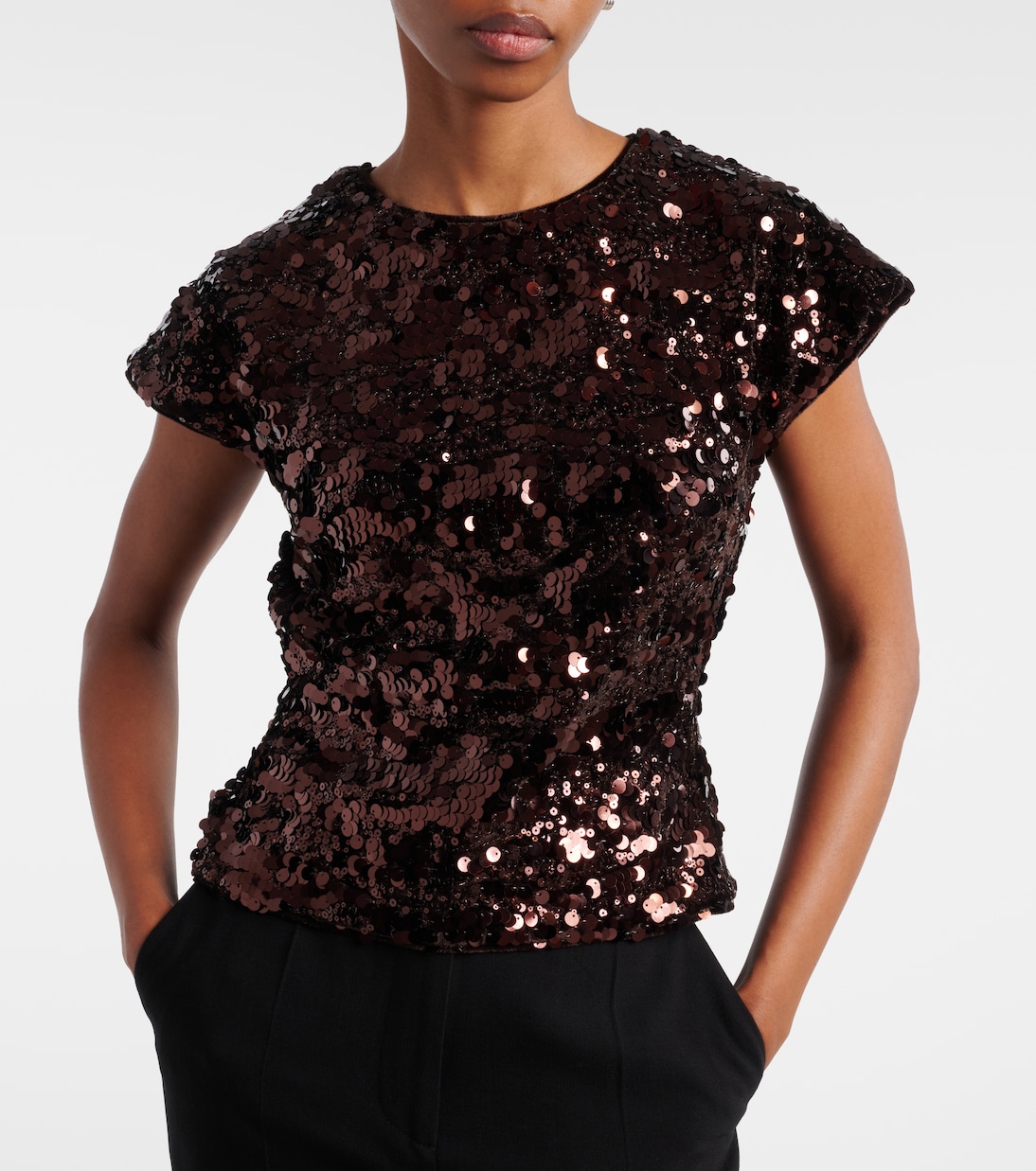 Bow-detail sequined open-back top | Ganni