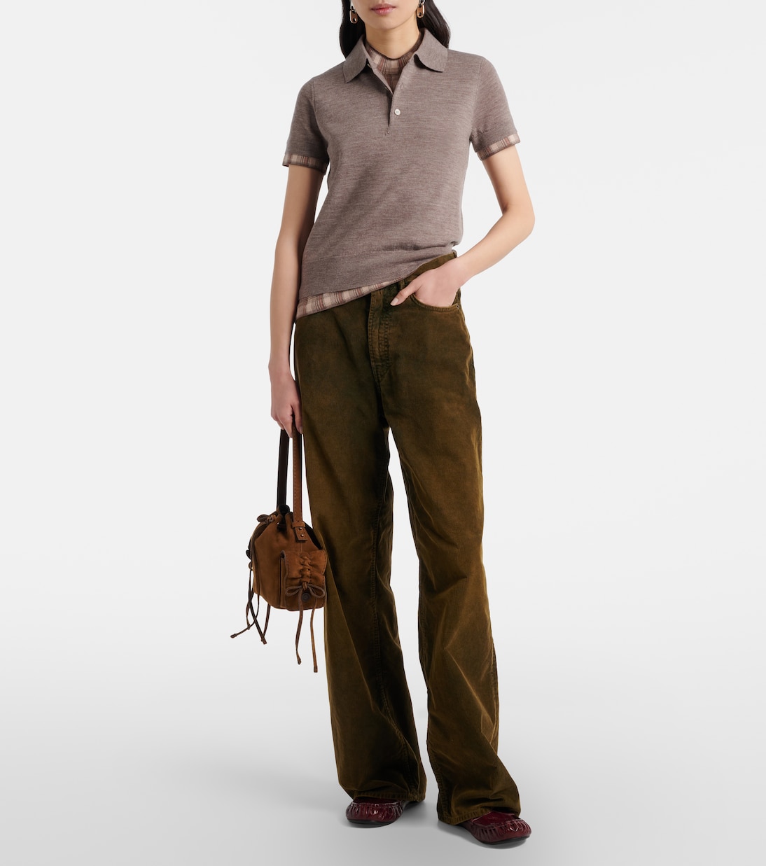 Checked layered wool polo sweater | Acne Studios