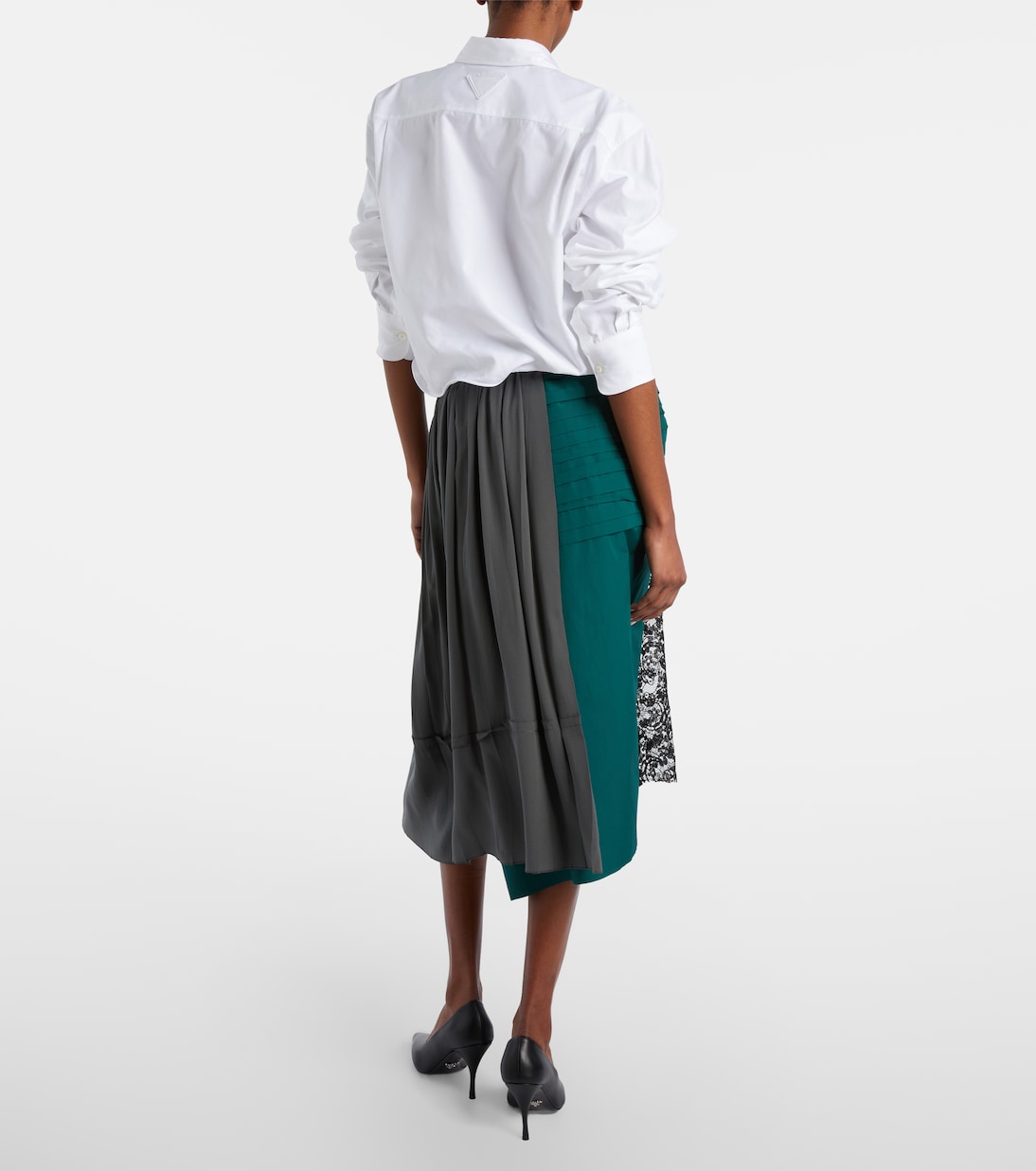 Paneled belted midi skirt | Prada