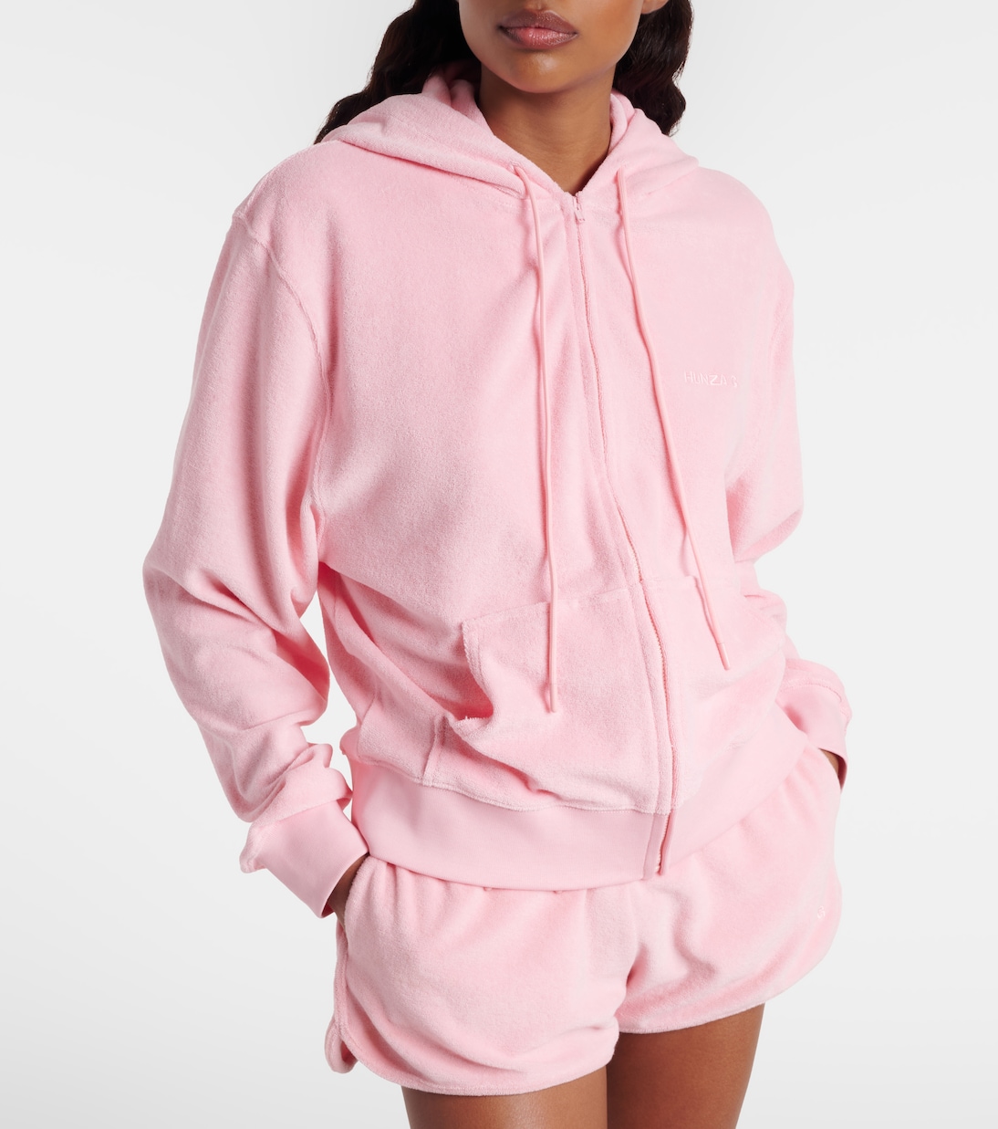 Logo cotton terry zip-up hoodie | Hunza G