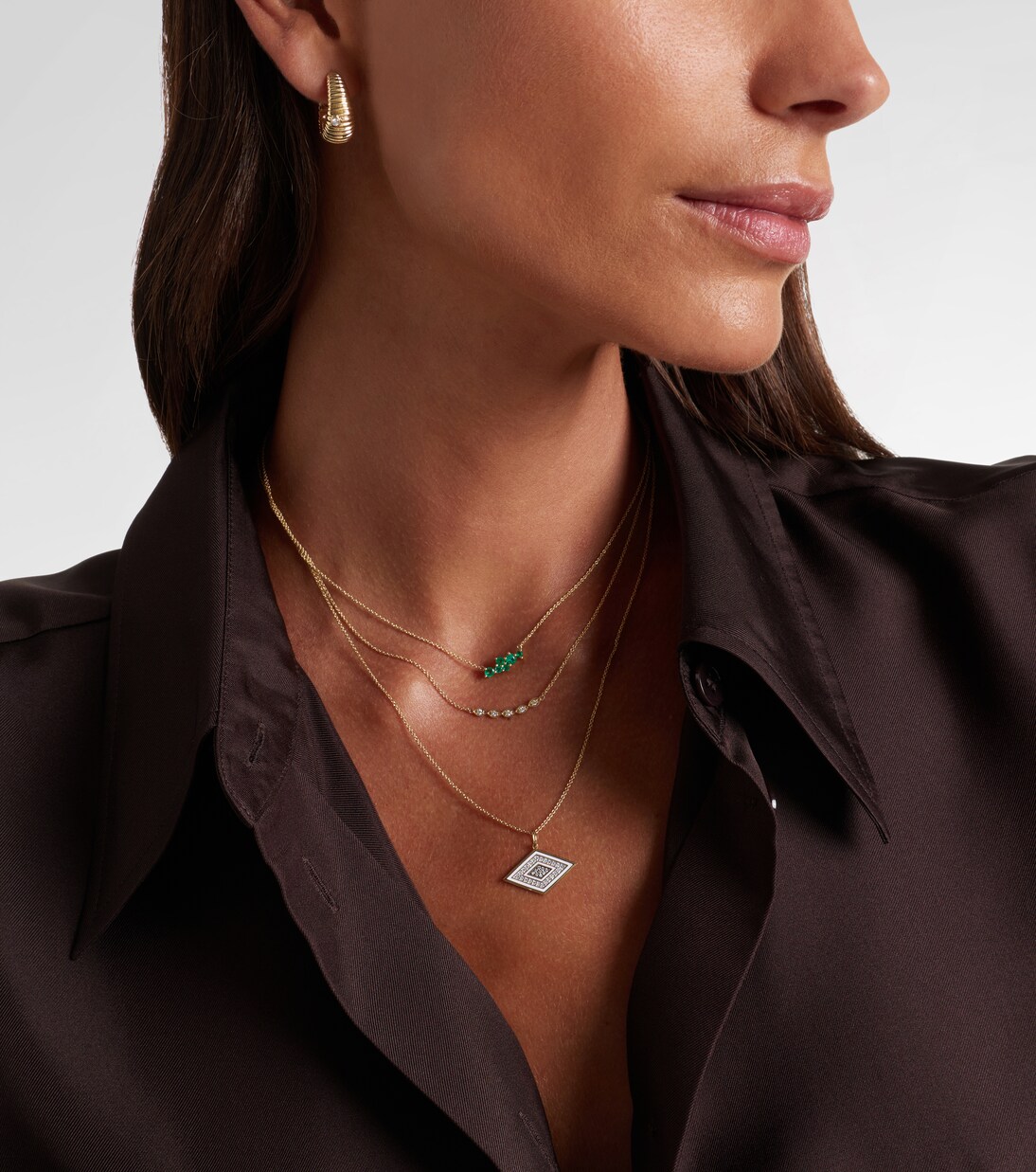 Groovy Eye 14kt yellow gold necklace with diamonds | Sydney Evan