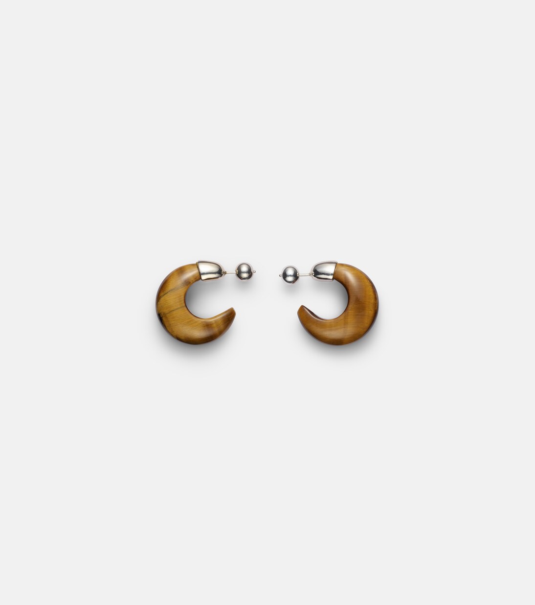 Donut sterling silver hoop earrings with tiger's eye in Donut sterling silver hoop earrings with tiger's eye in